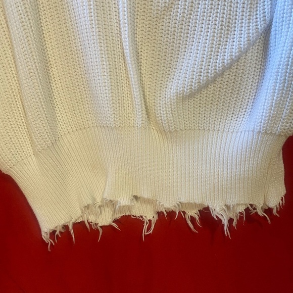 White Distressed Women's Sweater - Picture 5 of 8